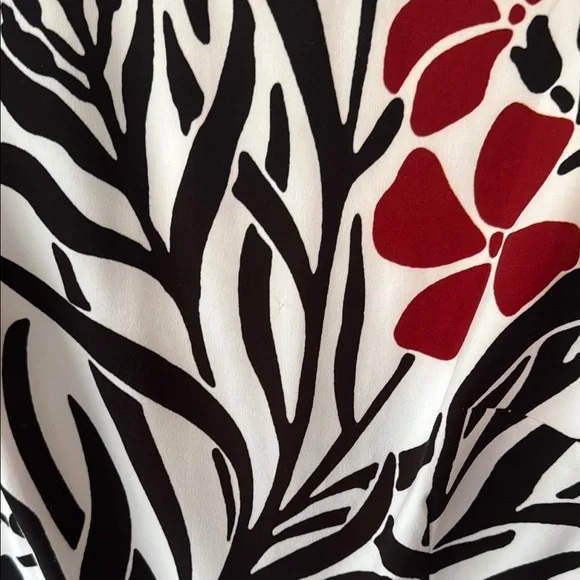 Jones Studio Floral Sleeveless Dress - Black, White, and Maroon - Picture 7 of 14